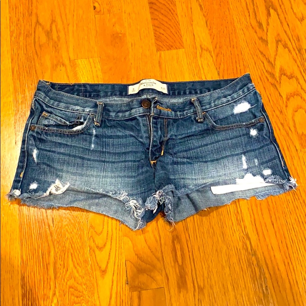 Abercrombie lightly distressed denim shorts